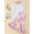 thumbnail image 7 of Canrulo Toddler Baby Girls Birthday Outfits Two Sweet Short Sleeve T-Shirt Donut Shorts Flare Pants 3pcs Summer Clothes White Pink 18-24 Months, 7 of 7
