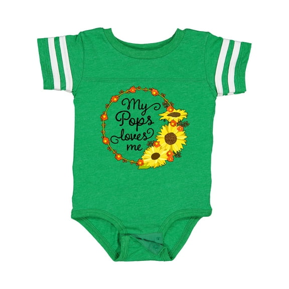 Inktastic My Pops Loves Me with Sunflower Wreath Boys or Girls Baby Bodysuit