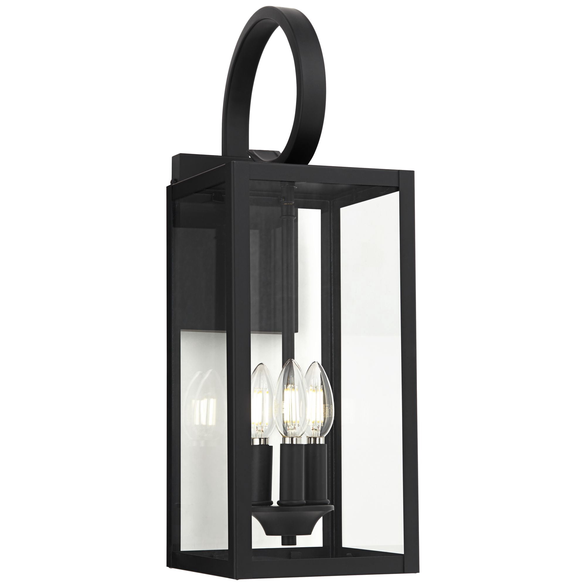 John Timberland Mira Modern Outdoor Wall Light Fixture Flat Black 21 1/2" Clear Glass for Post Exterior Barn Deck House Porch Yard Posts Patio Home