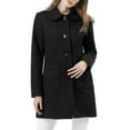 thumbnail image 1 of INSPIRE CHIC Women's Turn Down Collar Single Breasted Winter Mid Length Overcoat Black 2XL, 1 of 7