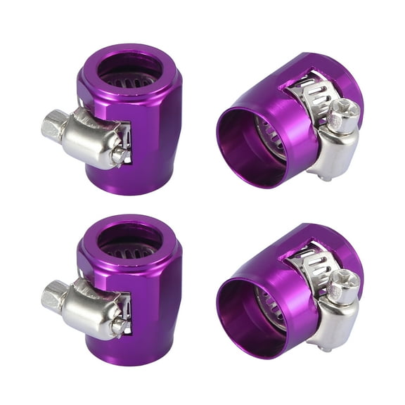 4pcs AN6 Hex Purple Car Hose Finisher Clamp Adapter Line End Cover Connector