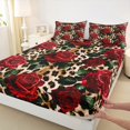 thumbnail image 3 of Manfei Cheetah Sheet Set Queen,Jungle Wildlife Bedding Sets Queen Size,Rimantic Floral Queen Sheet Sets,Breathable Room Decor,4-Piece, 3 of 7