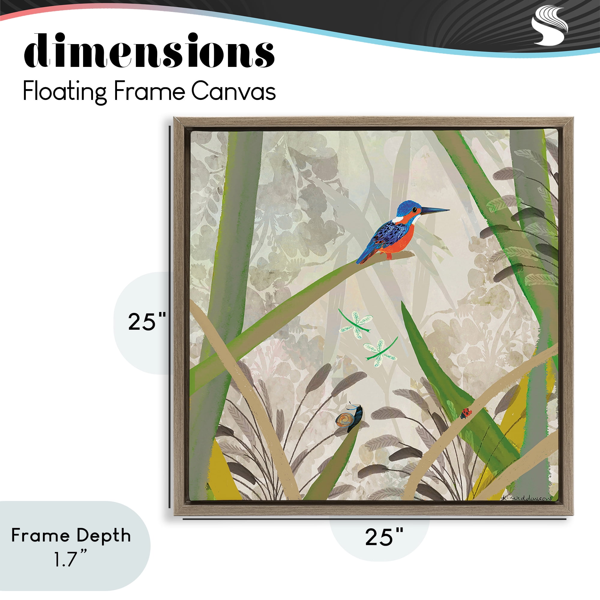 Stupell Industries Kingfisher Among Branches Brown Framed Floater Canvas Wall Art, design by Kay Widdowson