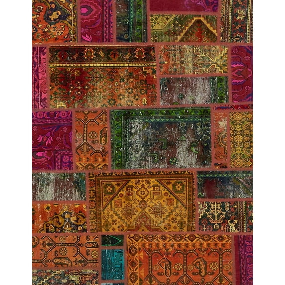 Ahgly Company Indoor Rectangle Abstract Saffron Red Oriental Area Rugs, 5' x 7'