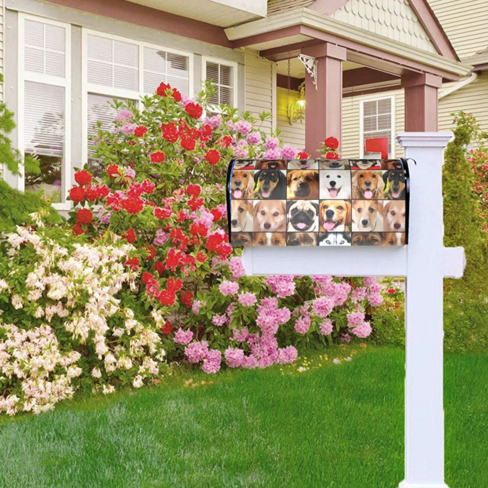 Xecao Collage of different dogs for Mailbox Cover with Magnetic Strips, Waterproof and Sunscreen, Adds a Decorative Touch to Your Garden Yard-21x18 in
