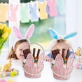 thumbnail image 5 of Woven Flower Basket with Bunny Ear Design, Handheld Floral Arrangement Basket, Mothers Day Bamboo Vine Storage Organizer for Easter Fun Gift and Home Decor, Cute Portable Handwoven Basket, Pink-B, 5 of 5
