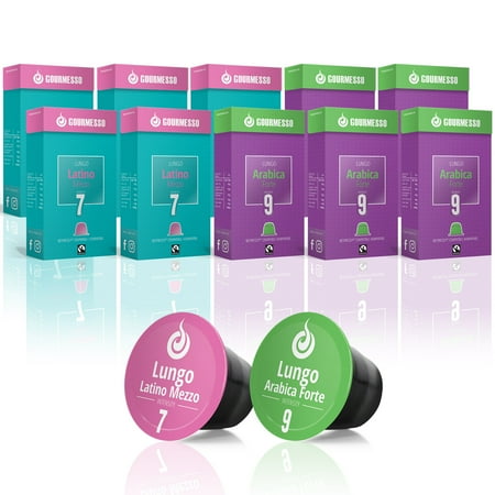 Fair Trade Sweet - Gourmesso Lungo Bundle - 100 Coffee Capsules for Nespresso Machines - 100% Fair Trade Coffee | Lungo Espresso Variety Pack