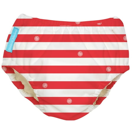Charlie Banana Extraordinary Reusable Swim Diaper, Red Stripes, Medium
