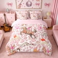 thumbnail image 3 of Erosebridal Pink Leopard Cowgirl Horse Cactus Print Twin Bedding Sets, Western Style Bedding Comforter Set for Girls, Pink Reversible 7-Piece, 3 of 6