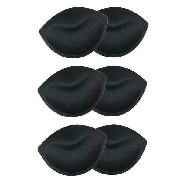 Almohadillas para sujetador de mujer, insertos extraíbles y ligeros, 3 pares, relleno para bikini Negro
