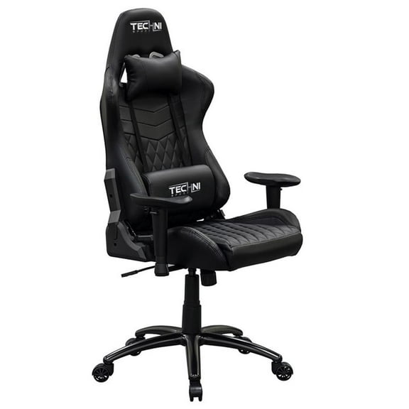 Pemberly Row Ergonomic High-Back Racer Style Gaming Chair in Black