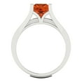 thumbnail image 4 of 2.28 ct Brilliant Princess Cut Red Zircon 18K White Gold Solitaire with Accents Engagement Bridal Wedding Ring Band Set size 7.75, 4 of 7