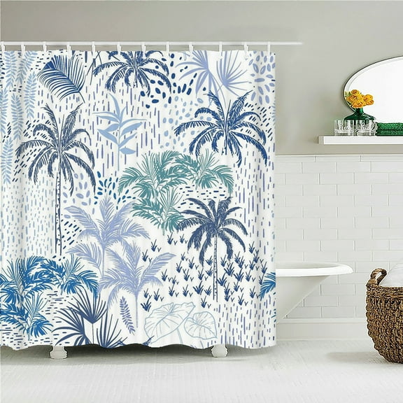 Home decoration bathroom shower curtain leaves Plant Leaf flower printed bathroo