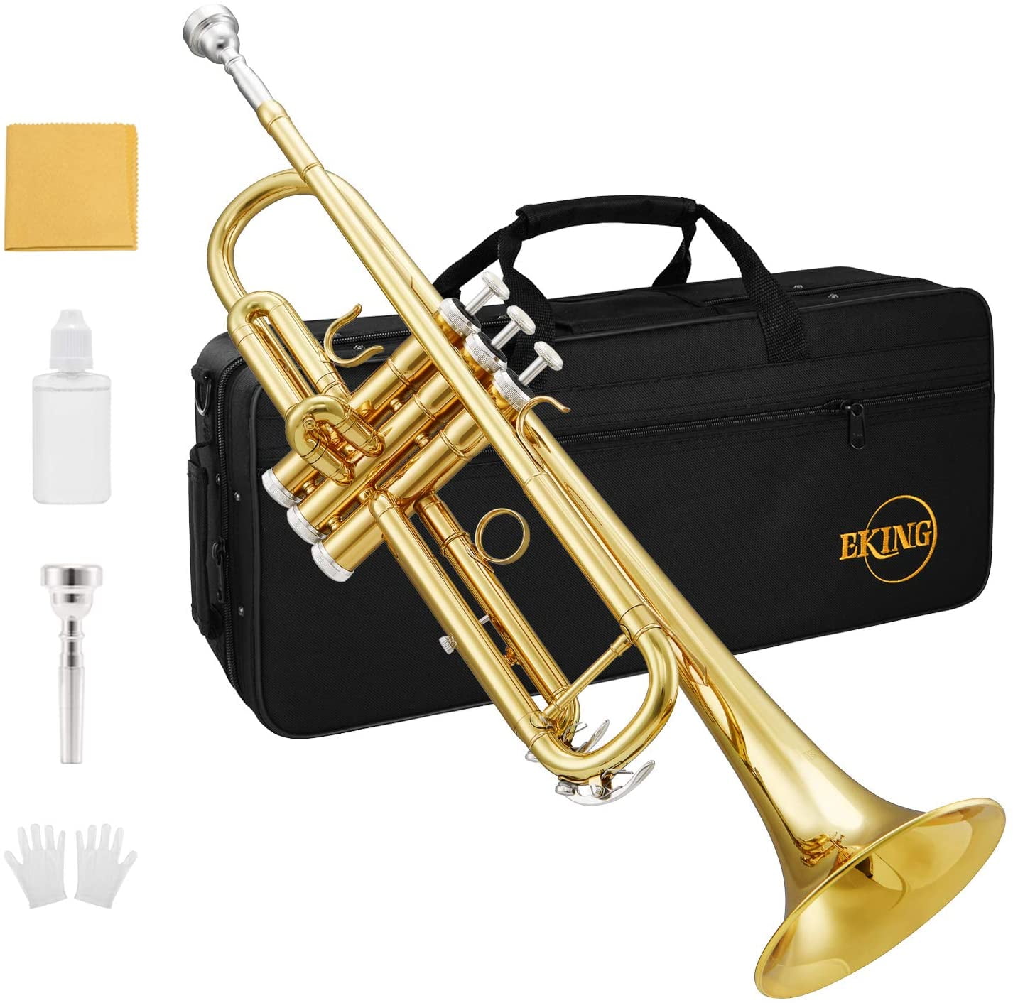 TRUMPET Bb PITCH BRASS GOLD LOOK WITH FREE HARD CASE AND MOUTHPIECE 