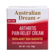 Australian Dream Arthritis Pain Relief Cream, 4 oz Jar, Soothing Relief for Minor Aches & Pains, Odor-Free, Non-Greasy, Non-Burning, Muscle and Joint Pain Cream