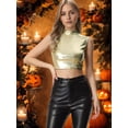thumbnail image 3 of Top corto metálico para mujer, camisetas sin mangas holográficas brillantes sin mangas para fiesta Luz De Color Oro L, 3 of 5