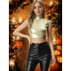 thumbnail image 3 of Top corto metálico para mujer, camisetas sin mangas holográficas brillantes sin mangas para fiesta Luz De Color Oro L, 3 of 5