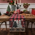 thumbnail image 6 of Merry Christmas Table Runner Seasonal Winter Holiday Kitchen Dining Table Runner Black Red Buffalo Plaid Xmas Trees Table Decoration for Home Party Holiday 13 x 90 inch, 6 of 6