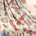 thumbnail image 3 of Beige Baseball Elements Pattern Blanket,Comfortable Soft Flannel Throw Blanket,All Season,Warm Lightweight Blankets for Sofa Bed Couch Living Room Chair,40"x50", 3 of 4