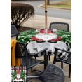 thumbnail image 4 of Outdoor Tablecloth with Umbrella Hole and Zipper, Black White Plaid Christmas Square Table Cloth 54x54 Inch Waterproof Tablecloth, Gnomes Xmas Tree Snowflake Winter Picnic Table Cover for Patio, 4 of 7