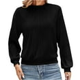 thumbnail image 3 of Dxzfnsa Womens Tops Trendy Dressy Casual Long Sleeve Shirts Crewneck Basic T Shirts Solid Loose Textured Outfits Blouses, 3 of 6