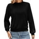 thumbnail image 2 of Ailaofu Womens Tops Trendy Dressy Casual Long Sleeve Crewneck Basic T Shirts Solid Loose Textured Blouses Outfits, 2 of 4