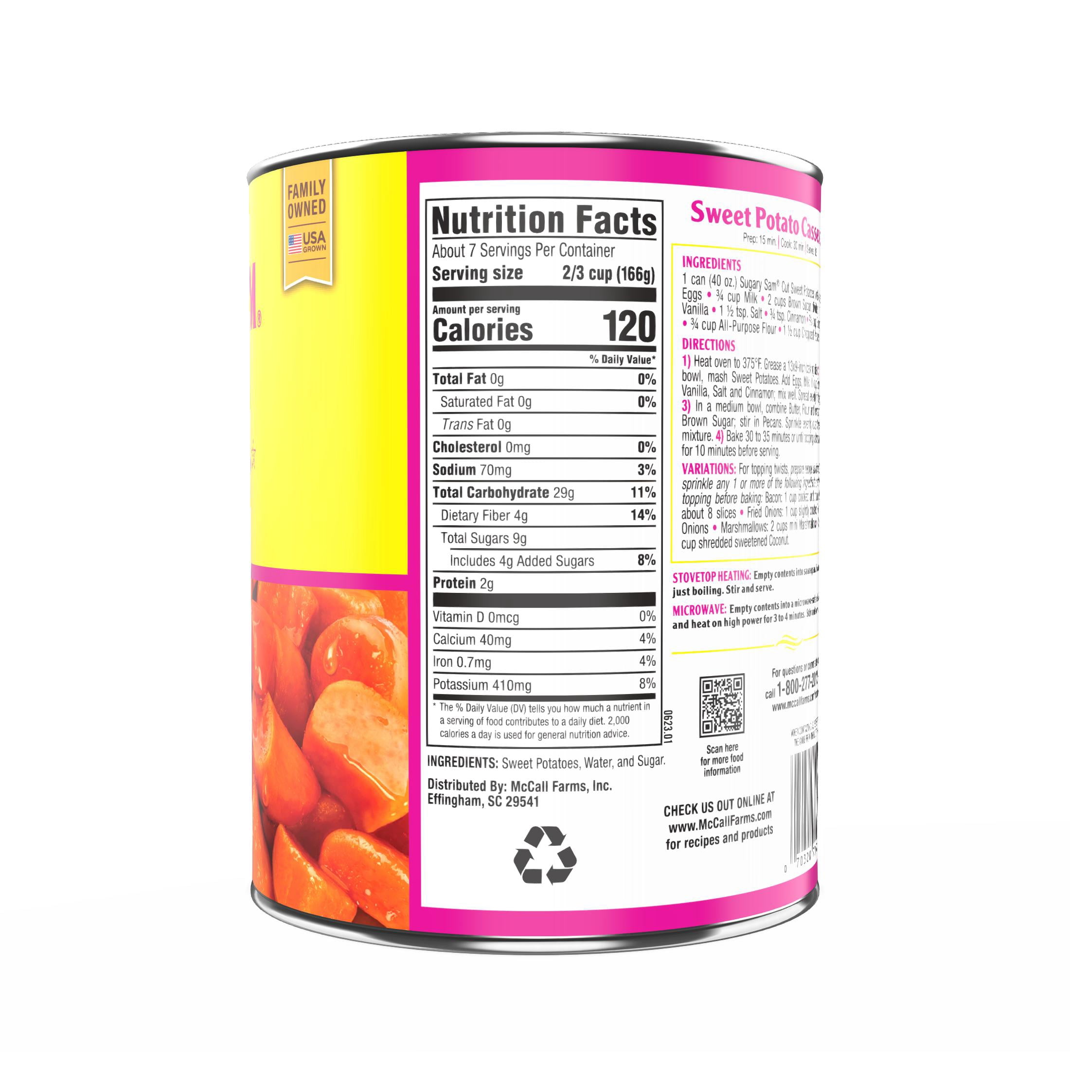 (4 pack) Sugary Sam Golden Cut Sweet Potatoes Yams in Syrup, 40 oz., Can