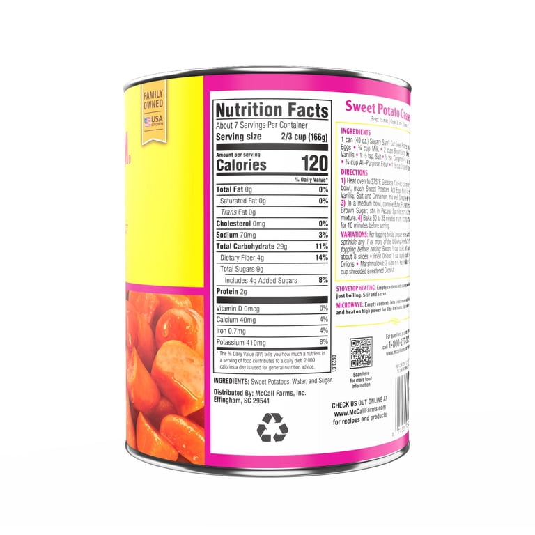 Sugary Sam Golden Cut Sweet Potatoes Yams in Syrup, 40 oz., Can