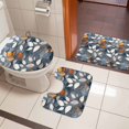 thumbnail image 5 of Abstract Leaf Bathroom Rugs Set Silhouette Gold White Leaves Non Slip Absorbent Soft Bath Mats 3 Piece Set with Bathroom Rug, U-Shaped Floor Mat, Toilet Seat Cover Large Size, 5 of 9