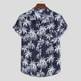thumbnail image 2 of Jinhomg Men's Holiday Beach Shirts 2025 Fashion Tropical Palm Tree Print Hawaiian Shirt Lightweight Comfy Button Down Lapel Collar Summer Vacation Shirts Winter Saving Navy XXXL, 2 of 10