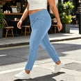 thumbnail image 4 of Plus Size Skinny Jeans for Women Crossover Elastic Stretch Waist Skinny Full Length Denim Pants with Pockets High Waisted Stretchy Denim Pants, 4 of 6
