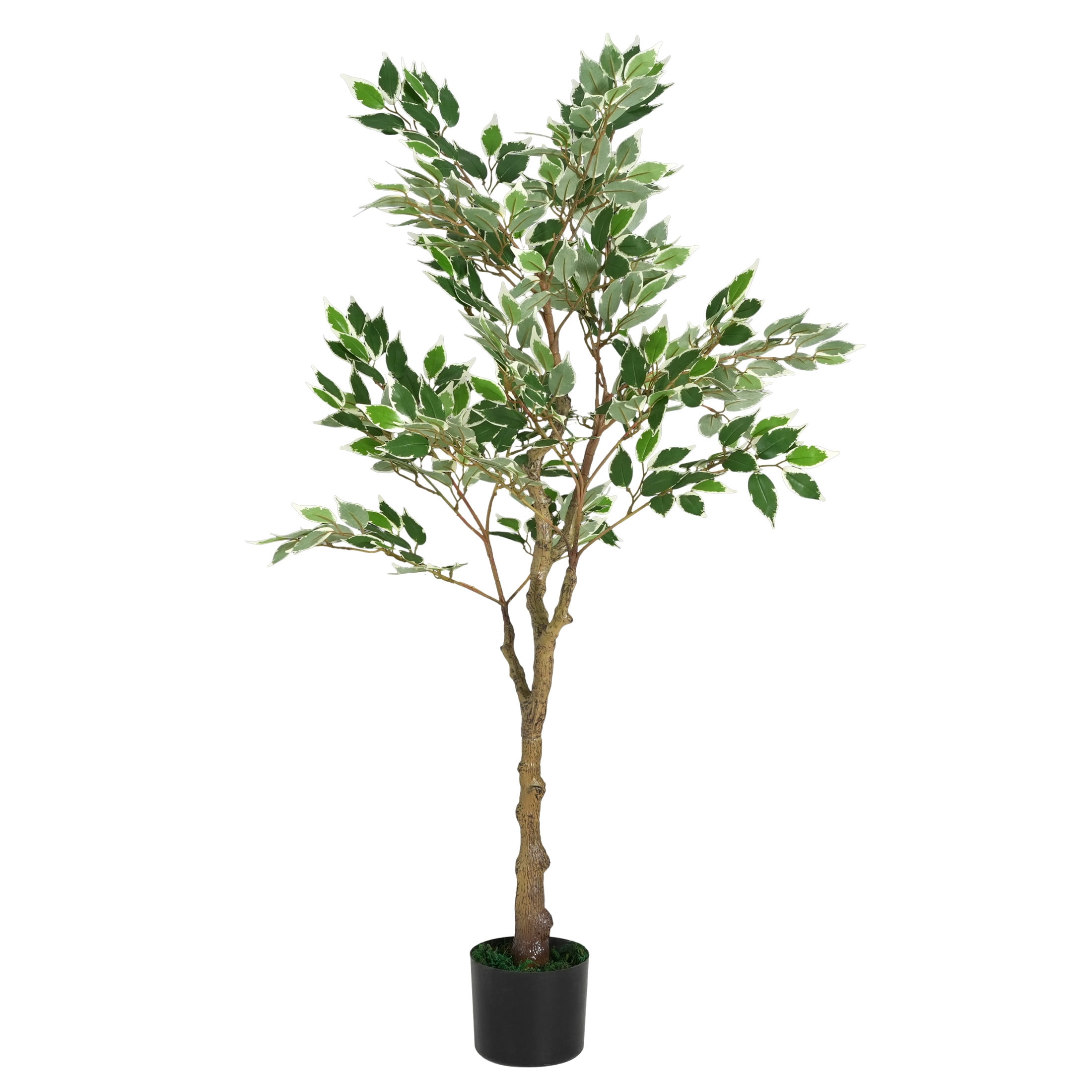 Christopher Knight Home 51" Artificial Ficus Tree in Black Plastic Pot, Pre-Potted Faux Greenery Tree for Home Decor