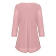 thumbnail image 3 of UTSJKR Womens Dressy Tops Crewneck 3/4 Sleeve Tunic Tops Pleated Front Double Layers Elastic Mesh Casual Flowy Work Shirts Pink XXL, 3 of 6