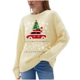 thumbnail image 3 of Danhjin Christmas Sweater Tops for Women Print Oversized Crew Neck Long Sleeve Fall Winter Pullover Shirts Fashion Comfy Soft Loose Cozy Loungewear Outdoor Knitwear Blouses, 3 of 7