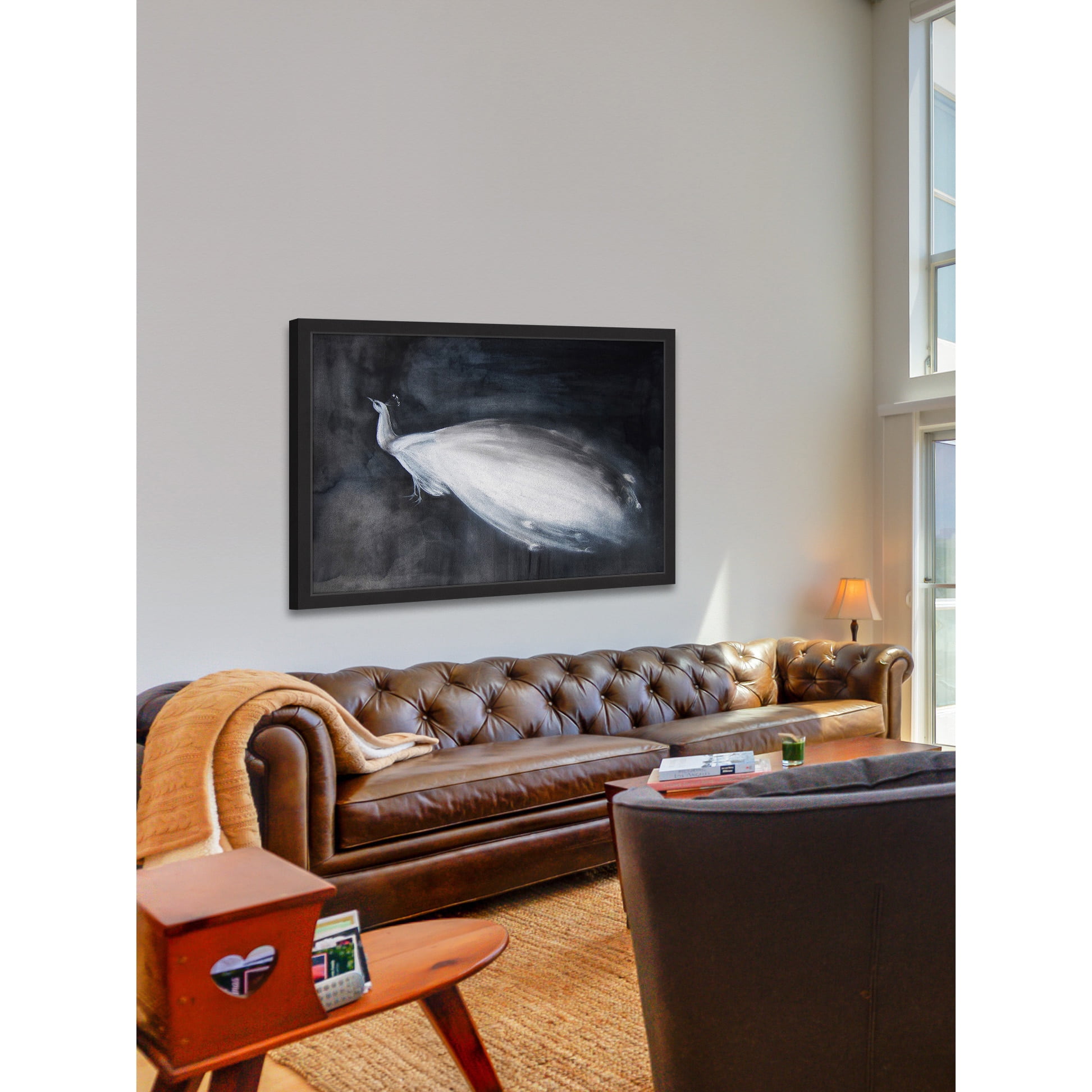 Marmont Hill "White Peacock" by Christine Lindstrom Framed Painting Print