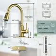 thumbnail image 4 of Wowow Pull Down Kitchen Faucet High Arc Single Handle Kitchen Sink Faucet in Gold, 4 of 5