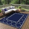 thumbnail image 6 of DEORAB Outdoor Rugs Waterproof Plastic Straw Mat 6'x9' Reversible for RV Patio Deck Beach Blue & Grey, 6 of 11