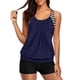 thumbnail image 1 of ¡Rebajas! Trajes de baño tankini Prolriy para mujer, trajes de baño tankini de dos piezas con espalda en T y shorts tipo bóxer, trajes de baño deportivos para mujer, talla XXL, azul oscuro., 1 of 8