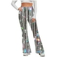 thumbnail image 2 of Gmdeguo Womens Casual Sparkly Sequin Pants High Waisted Wide Leg Palazzo Bell Bottom Dance Trousers Loose Pull On Comfy 70s Magic Glitter Disco Party Long Maxi Pants, 2 of 5