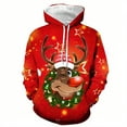 thumbnail image 1 of LUOGENLI Chandails à Capuche pour Hommes, Chandail à Capuche Graphique avec Imprimé de Cerf, Chandail à Manches Longues, Chandail Chaud pour la Saison des Fêtes, Tenue Décontractée, Chandails à Capuche Mode pour Hommes, Rouge, Taille TTTG, 1 of 3