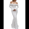 thumbnail image 1 of Vestido Elegante de Encaje con Hombros Descubiertos y Mangas Acampanadas para Mujer, Vestido de Fiesta de Boda con Corte Sirena Transparente de . L, 1 of 10