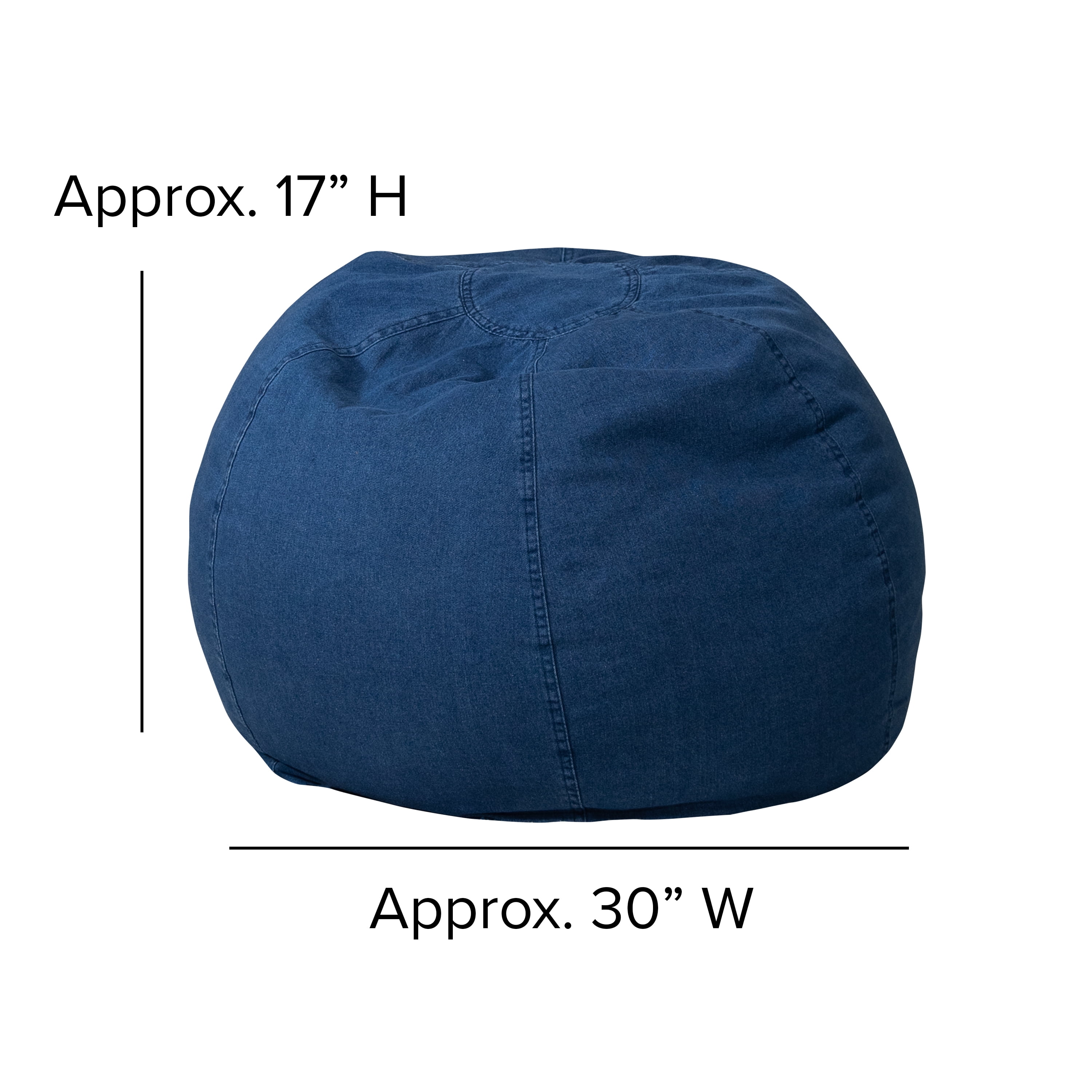 Flash Furniture Dillon Small Bean Bag Chair for Kids and Teens, Foam-Filled  Beanbag Chair with Machine Washable Cover, Denim