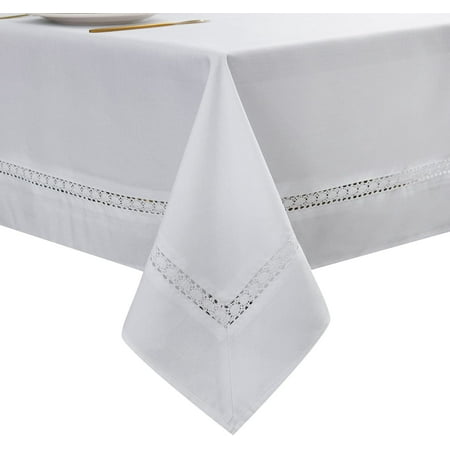 

Durable Fabric Tablecloth White Lace Waterproof/Wrinkle/Stain/Oil Resistant - For Dining Indoor and Outdoor Wedding Holiday White Rectangle 152.4cm