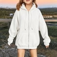 thumbnail image 2 of Domzest Boy & Girls Oversized Zip Up Hoodie Casual Long Sleeve Drawstring Hooded Sweatshirt with Pockets 2026 Basic Hooded Dailywear White 130 Age:7-8Y, 2 of 4