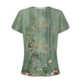 thumbnail image 5 of Fengqque 2025 Women's New Round Neck Pleated Tunic Top Curved Hem Printed Blouse, 5 of 5