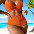 thumbnail image 3 of Joernso 2Pcs/Set Summer Bikini Set Sling Knotted Bra High Waist Swimming Trunks Solid Color Quick-Drying Swimwear Beachwear, 3 of 8