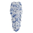 thumbnail image 2 of Xoenoiee Blue Shark Flower Pattern Momo Dresses for Women V Neck Caftan Swimsuit Cover Up Lougewear Dress One-Piece Kaftan Dresses Batwing Sleeve Beach Dress, 2 of 7