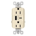 thumbnail image 1 of Legrand radiant R26USBAC6LA 15 Amp Réceptacle Duplex Résistant à l'Inviolabilité avec Ports de Charge USB Ultra Rapide A/C 6.0A, Amande Légère (1 Unité), 1 of 4