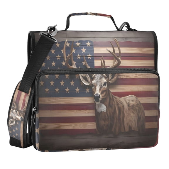Zipper Binder Deer 1.5 inch Binder Folder Bag with Shoulder Strap and Handle