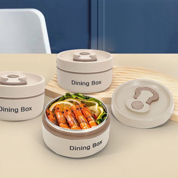 Lunch Containers,Stainless Steel insulated Lunch Box Japanese Style Lunch Box Portable Office Worker Adults Lunch Box with Lid Portable Plastic,Beige